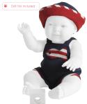 JC Toys/Berenguer - Red White and Blue Onesie and Hat for Dolls for 14